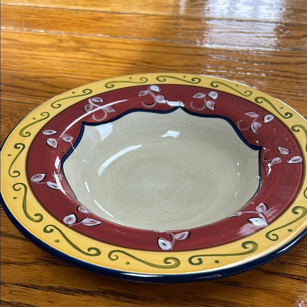 Pier 1 Earthenware pasta, soup bowl. Vallarta pattern. Hand painted 10.5” bowl